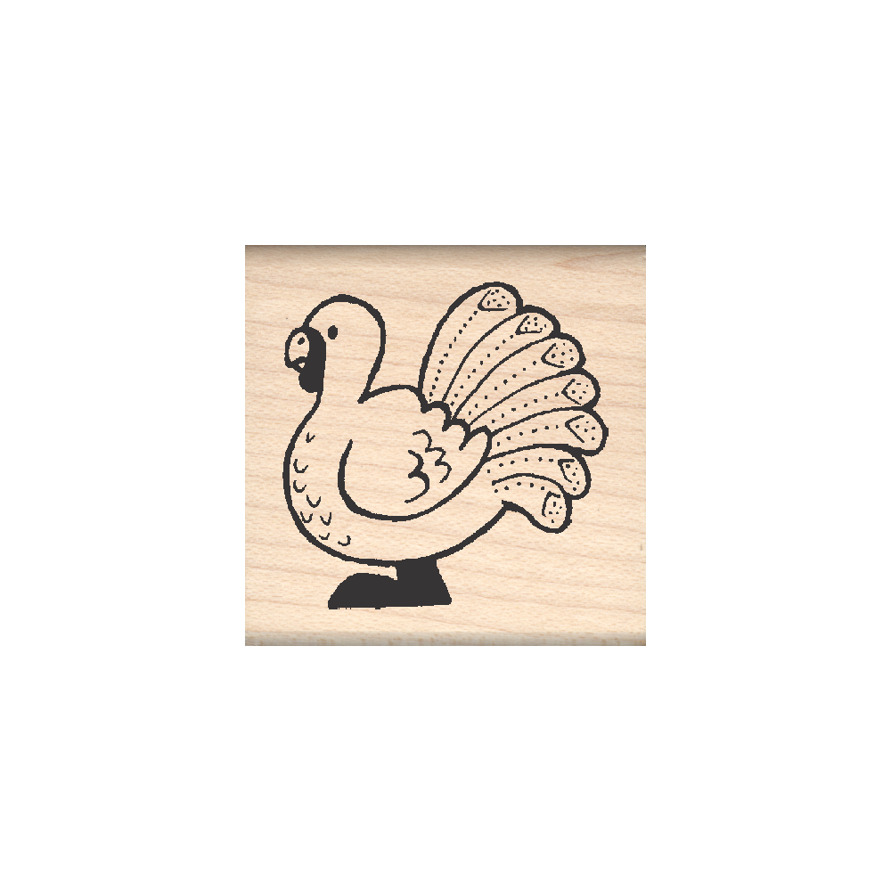 Turkey Thanksgiving Rubber Stamp 1.5" x 1.5" block