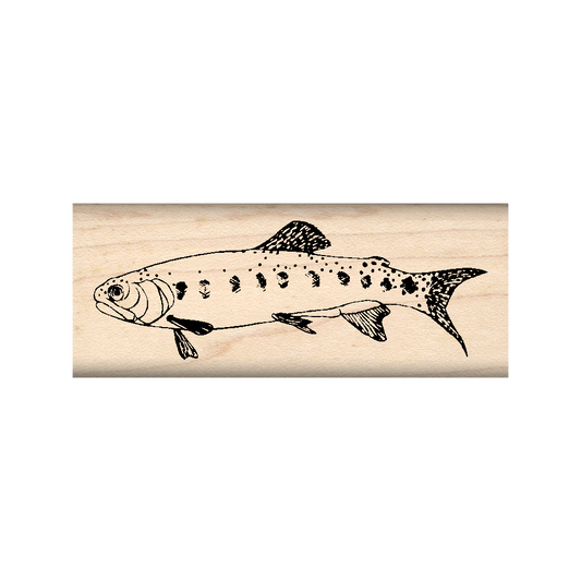 Trout Fish Rubber Stamp 1" x 2.5" block
