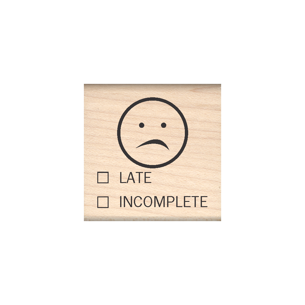 Late/Incomplete Rubber Stamp 1.5" x 1.5" block