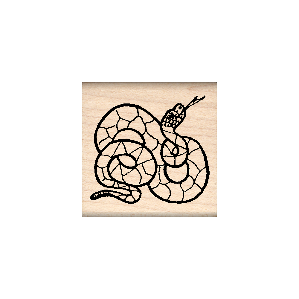 Rattlesnake Rubber Stamp 1.5" x 1.5" block