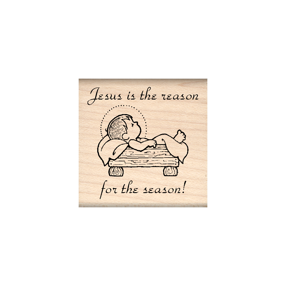 Jesus is The Reason for The Season Rubber Stamp 1.5" x 1.5" block
