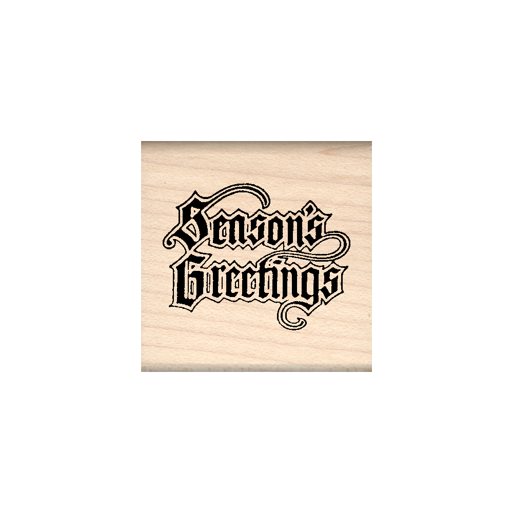 Seasons Greetings Rubber Stamp 1.5" x 1.5" block