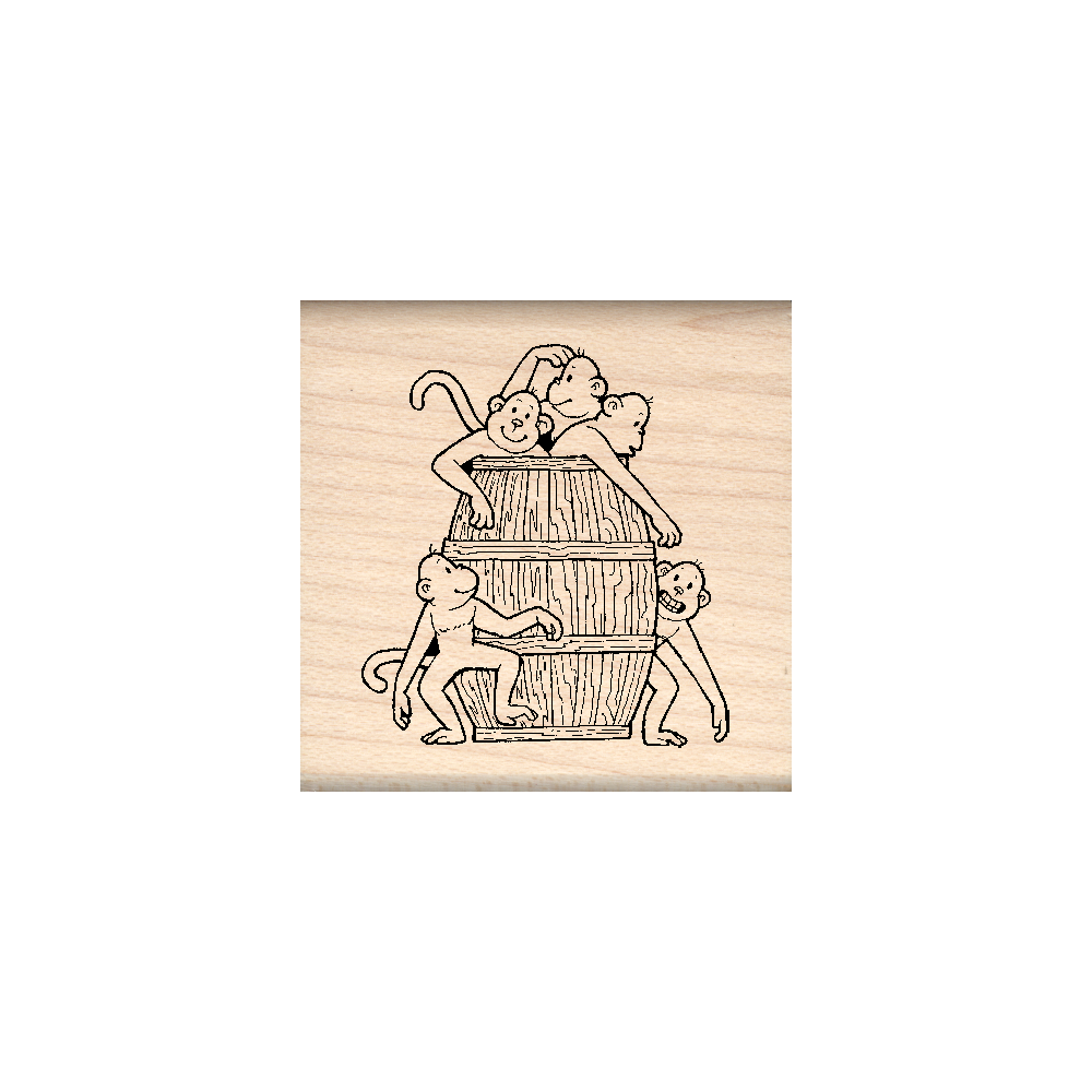 Monkeys Rubber Stamp 1.5" x 1.5" block