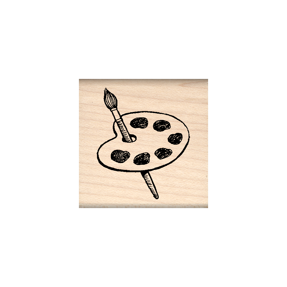 Paint Pallette Rubber Stamp 1.5" x 1.5" block