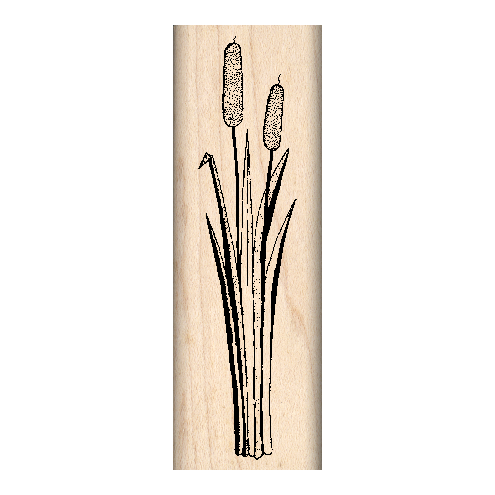 Cattails Rubber Stamp 1" x 3" block