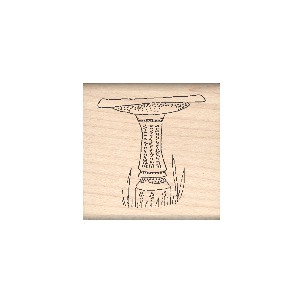 Birdbath Rubber Stamp 1.5" x 1.5" block
