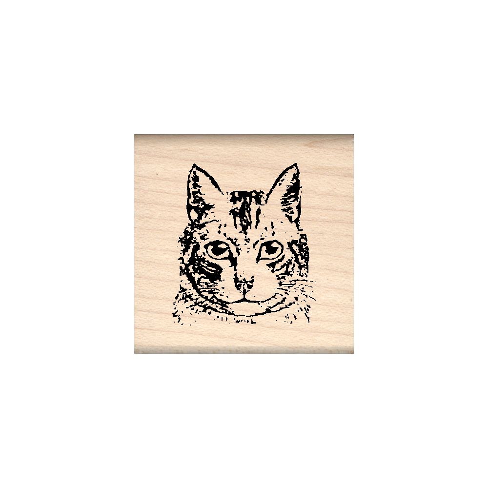 Cat Rubber Stamp 1.5" x 1.5" block