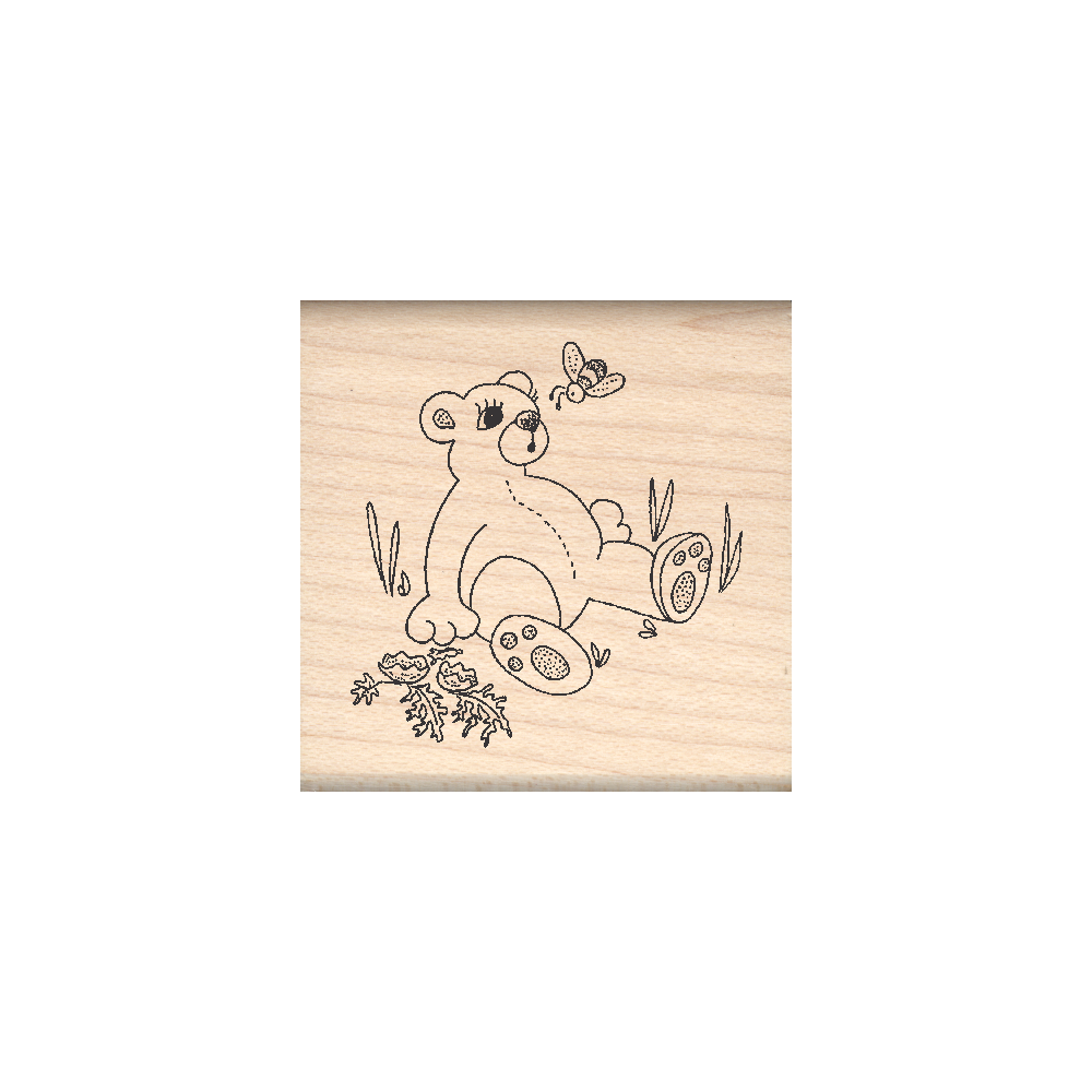 Bear/Bee Rubber Stamp 1.5" x 1.5" block