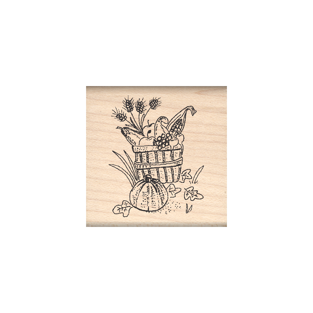 Harvet Basket Rubber Stamp 1.5" x 1.5" block