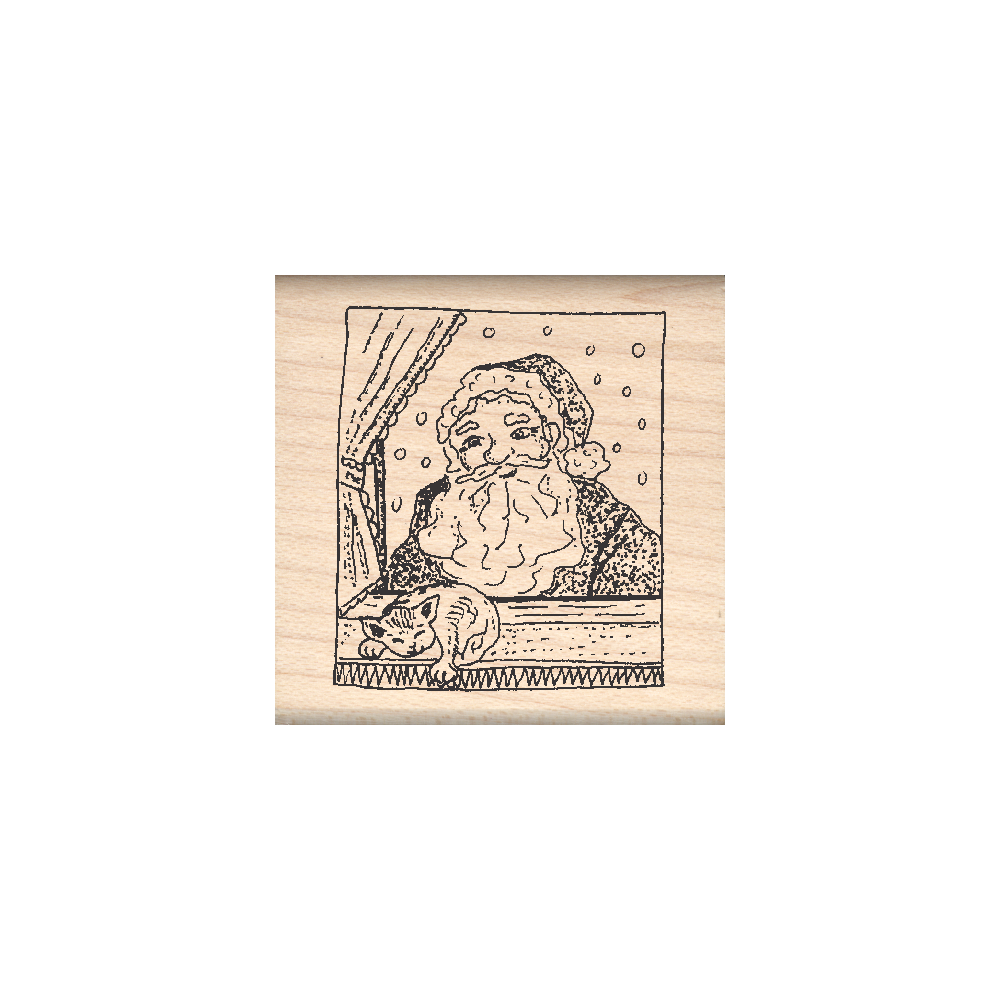 Santa Rubber Stamp 1.5" x 1.5" block