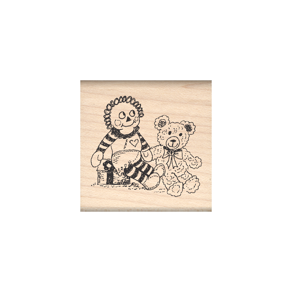 Rag Dolls Rubber Stamp 1.5" x 1.5" block