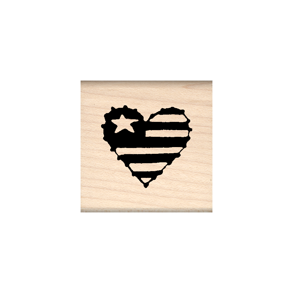 Americana Heart Rubber Stamp 1.5" x 1.5" block