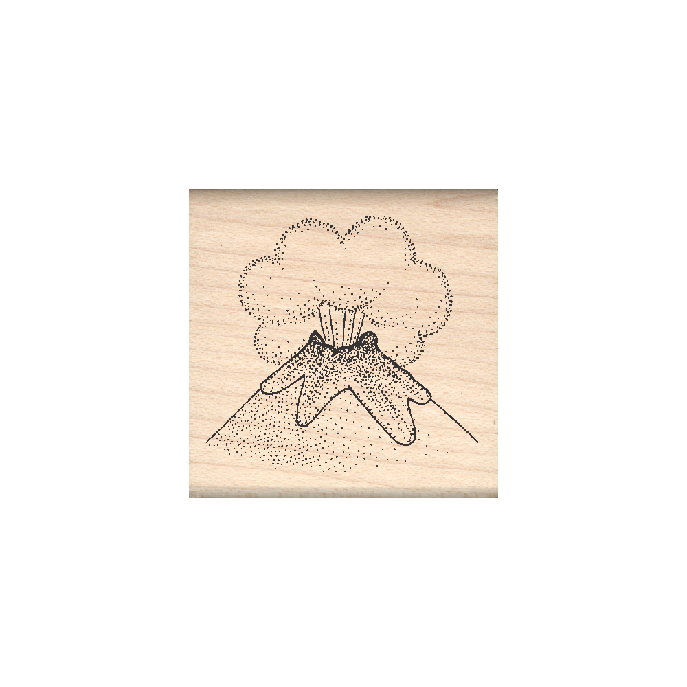 Volcano Rubber Stamp 1.5" x 1.5" block