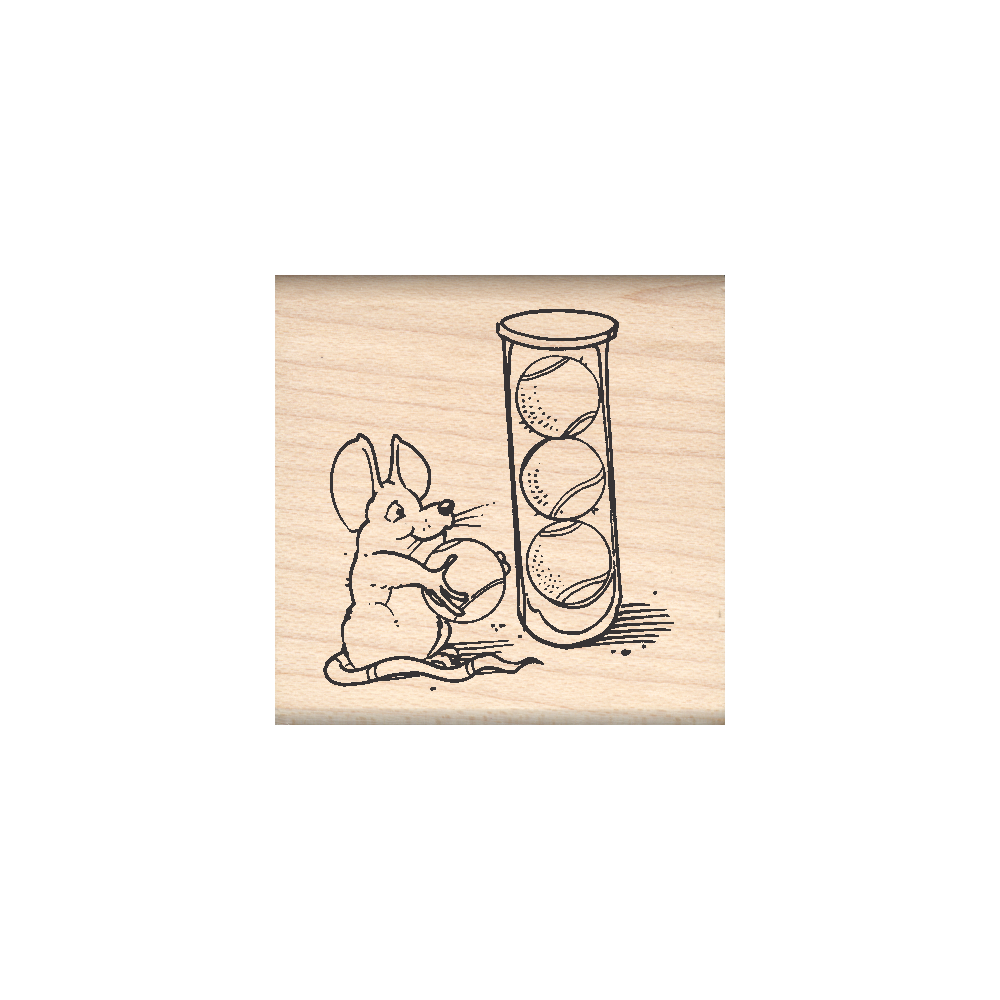 Mouse/Tennis Rubber Stamp 1.5" x 1.5" block