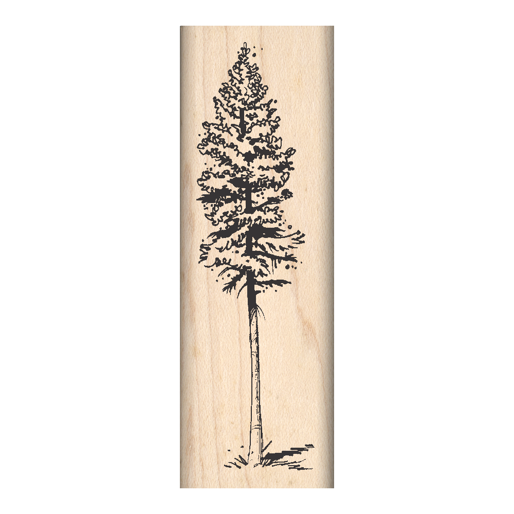 pine tree rubber stamp RedStamp Tree Rubber Stamp 1" x 3" block – Stamps by Impression