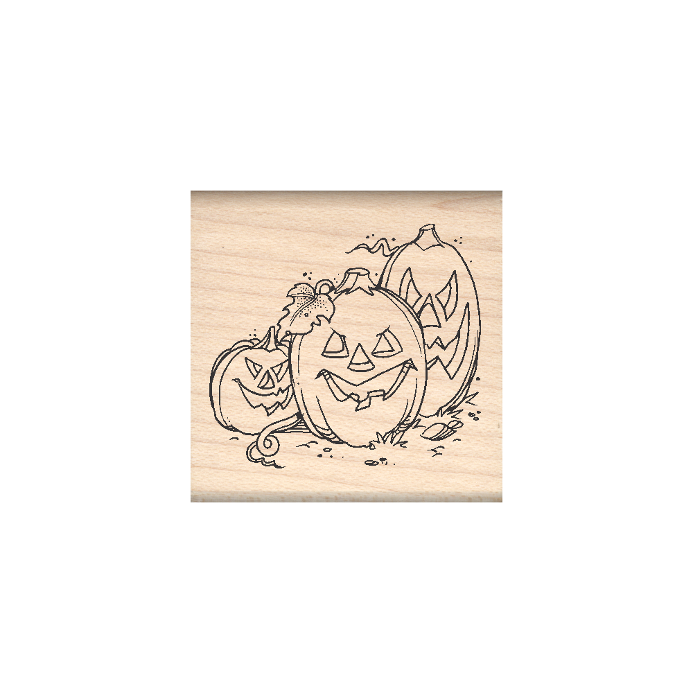 Jack-o'-Lanterns Rubber Stamp 1.5" x 1.5" block