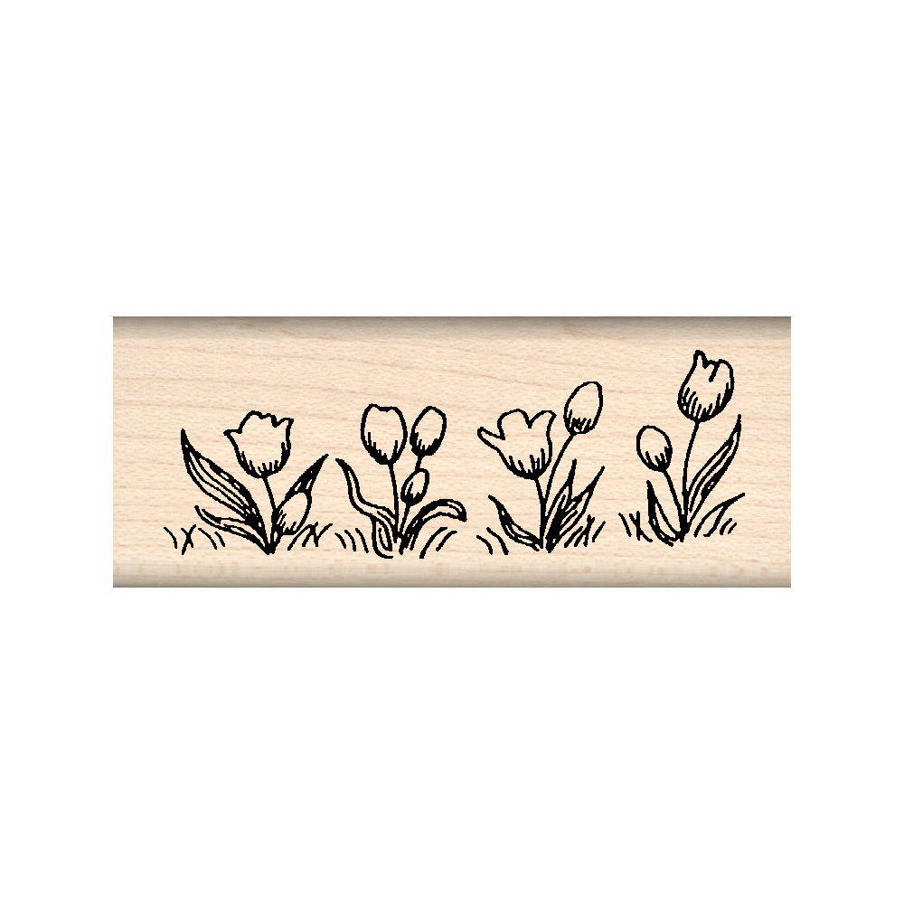 Tulips Rubber Stamp 1" x 2.5" block