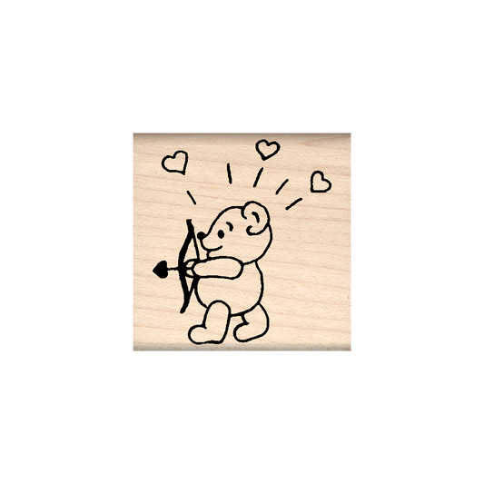 Cupid Bear Rubber Stamp 1.5" x 1.5" block
