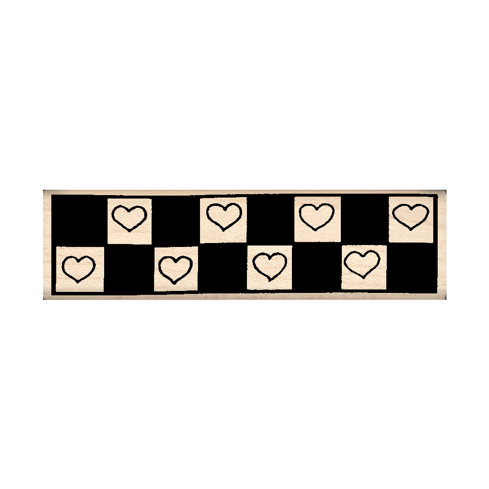 Heart Checkerboard Rubber Stamp 1" x 3" block