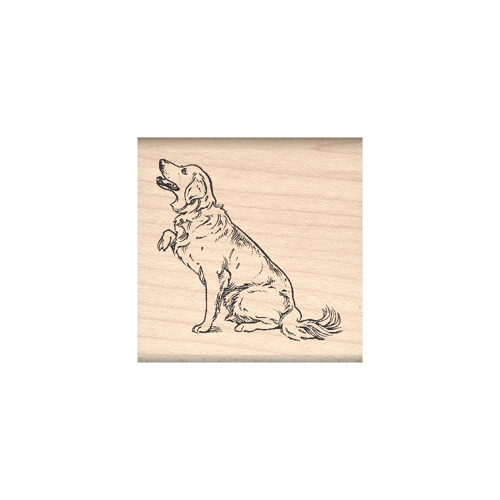 Golden Retriever Rubber Stamp 1.5" x 1.5" block