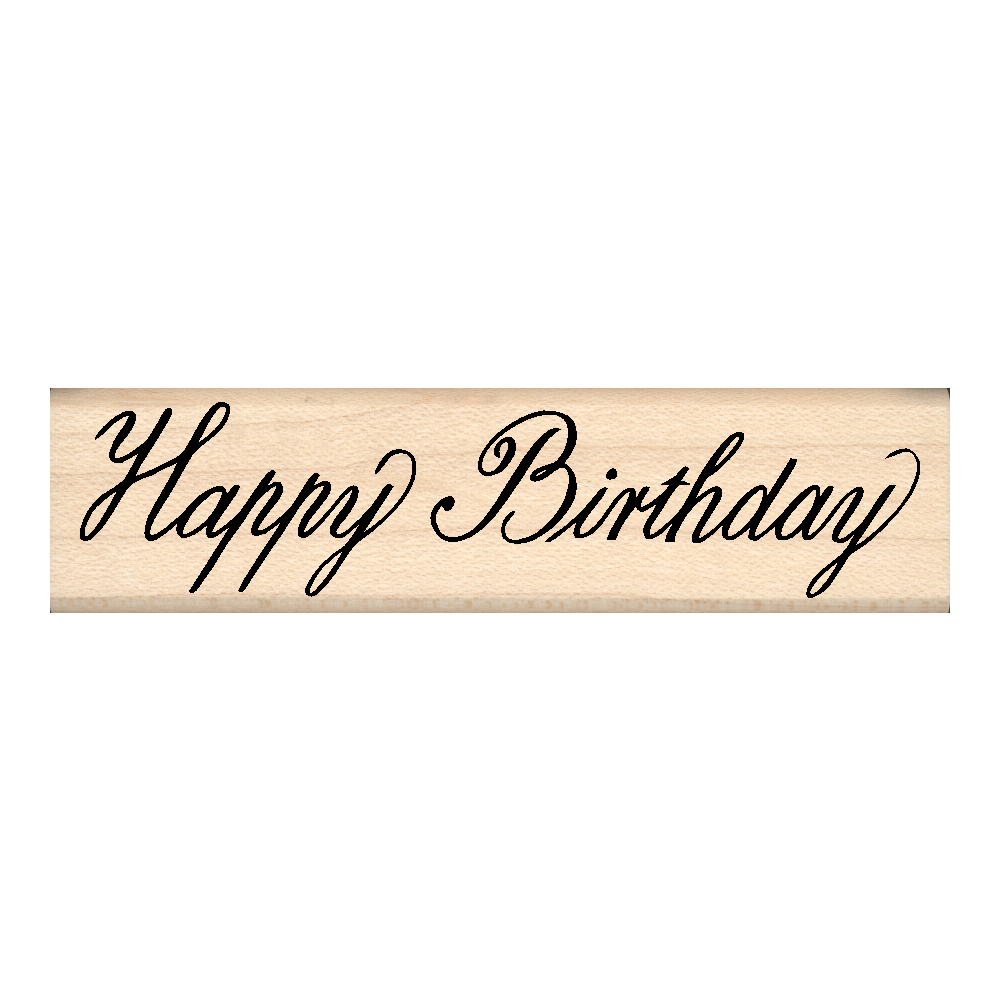 Happy Birthday Rubber Stamp .75" x 3" block
