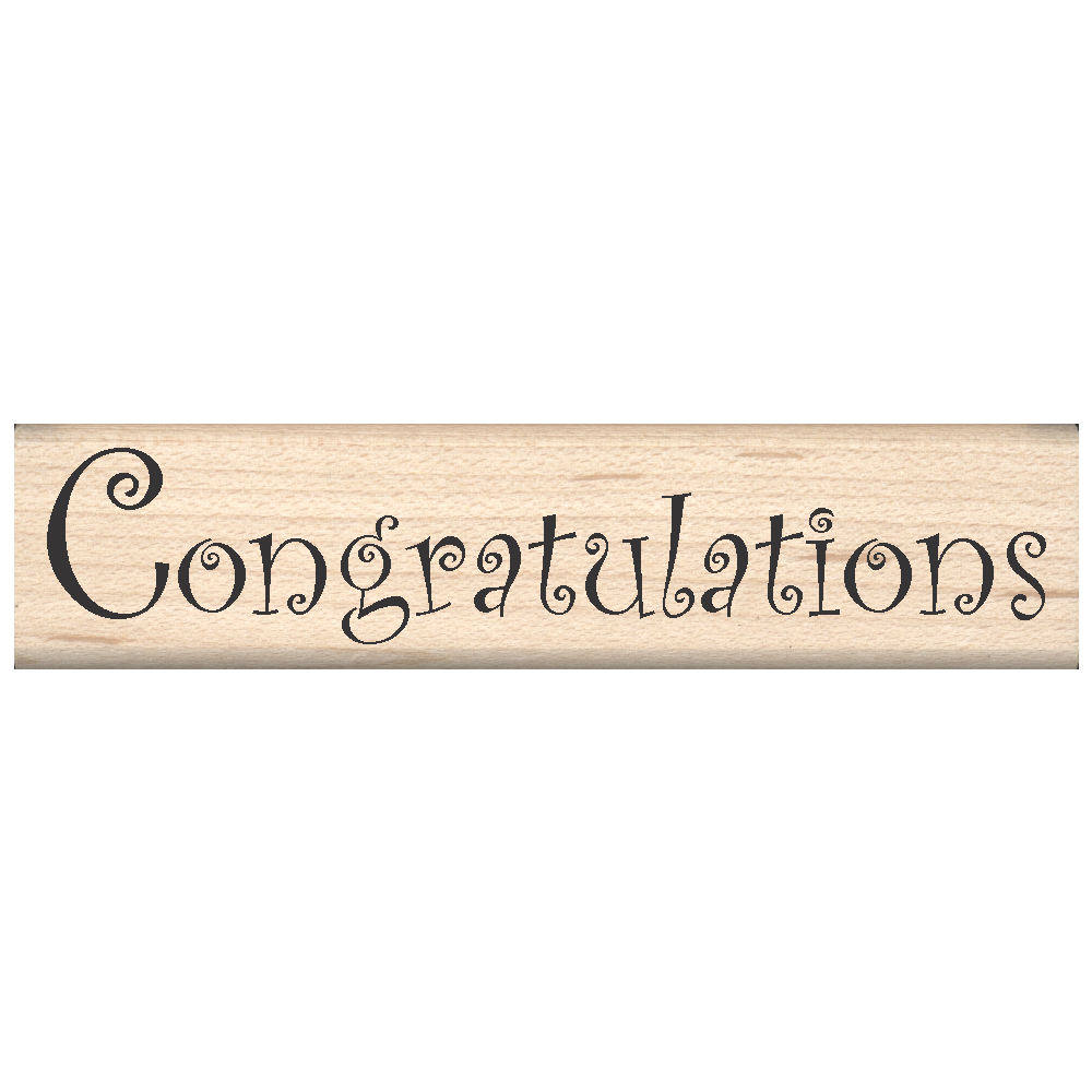 Congratulations Rubber Stamp .75" x 3.25" block