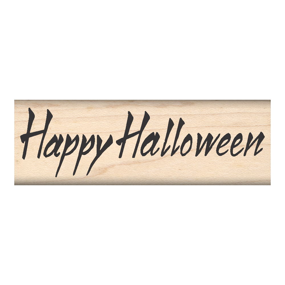 Happy Halloween Rubber Stamp 1" x 3" block