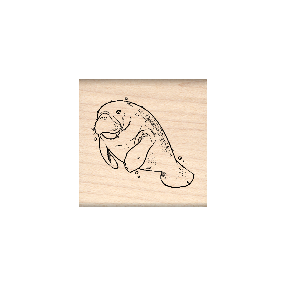Manatee Rubber Stamp 1.5" x 1.5" block
