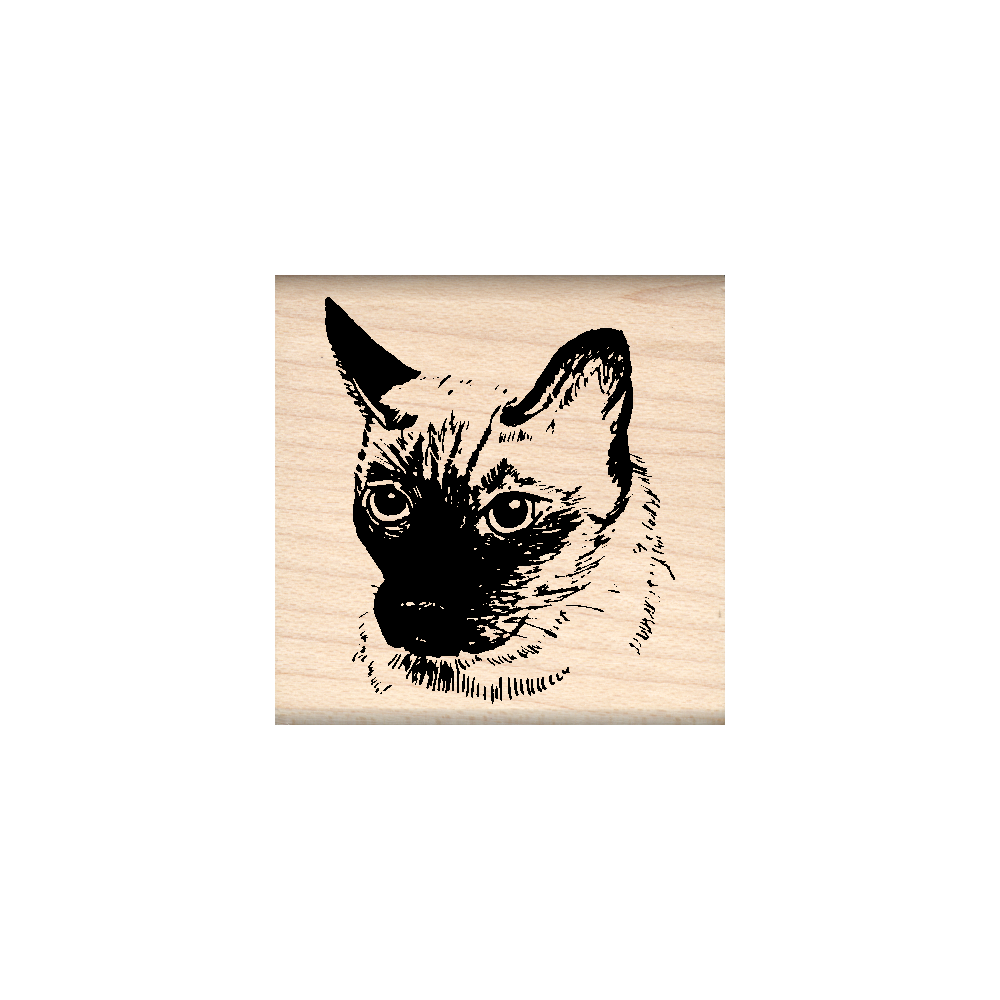 Cat Rubber Stamp 1.5" x 1.5" block