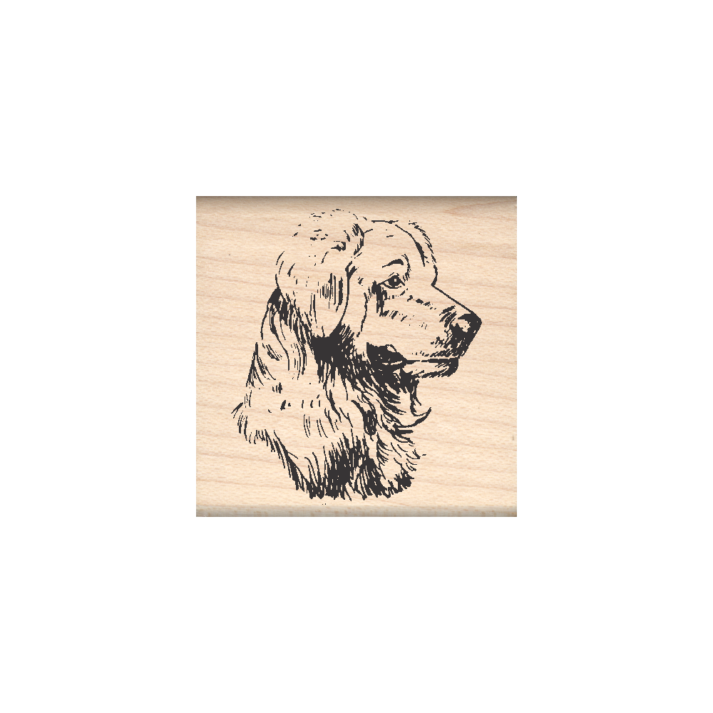 Golden Retriever Rubber Stamp 1.5" x 1.5" block