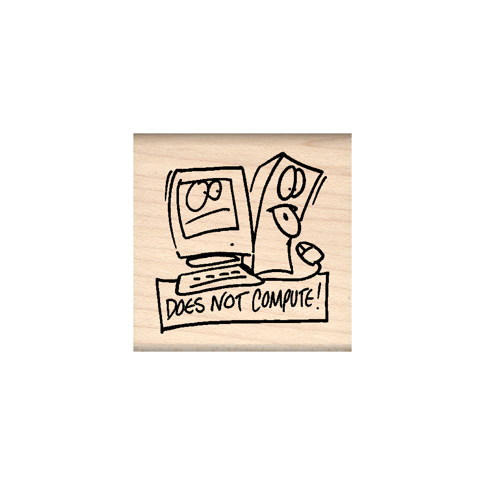 Does Not Compute Teacher Rubber Stamp 1.5" x 1.5" block