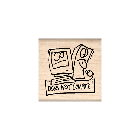 Does Not Compute Teacher Rubber Stamp 1.5" x 1.5" block