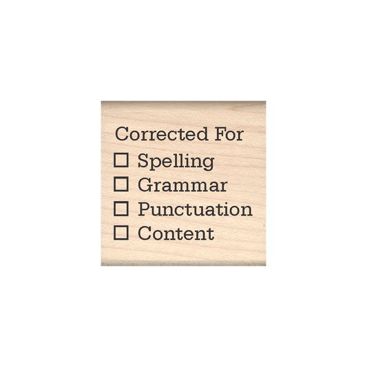 Corrected for: Spelling/Grammar/Punctuation/Content Teacher Rubber Stamp 1.5" x 1.5" block
