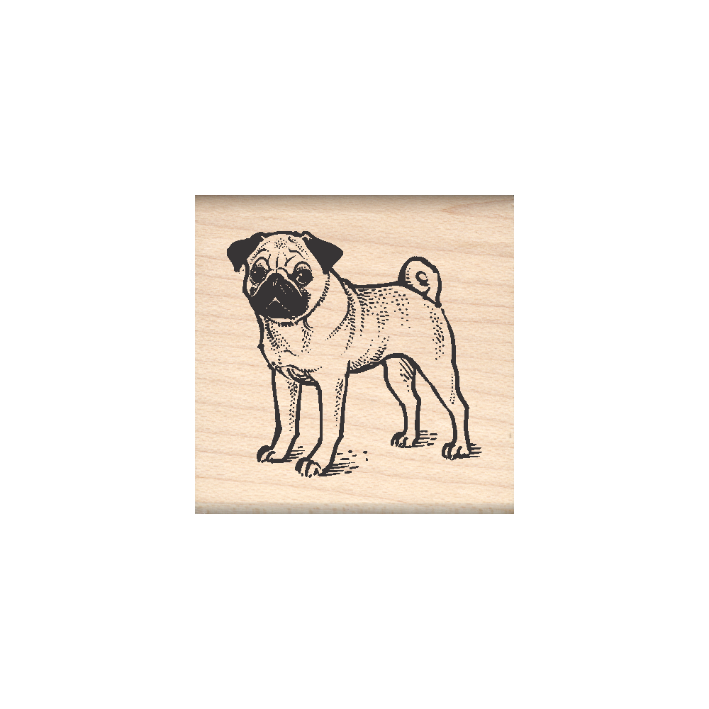 Pug Rubber Stamp 1.5" x 1.5" block
