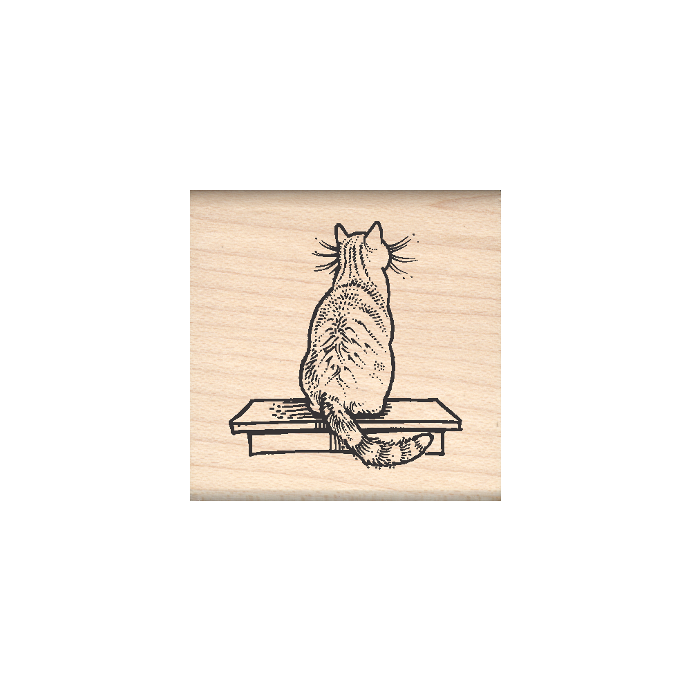 Cat Rubber Stamp 1.5" x 1.5" block