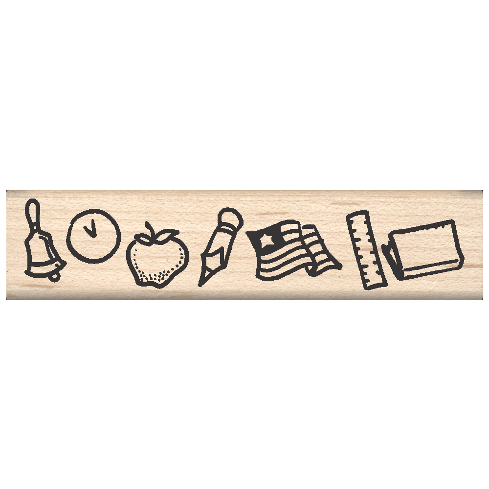 Teacher Border Rubber Stamp .75" x 3.25" block