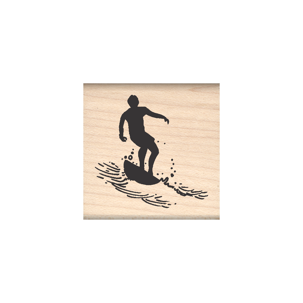 Surfer Rubber Stamp 1.5" x 1.5" block