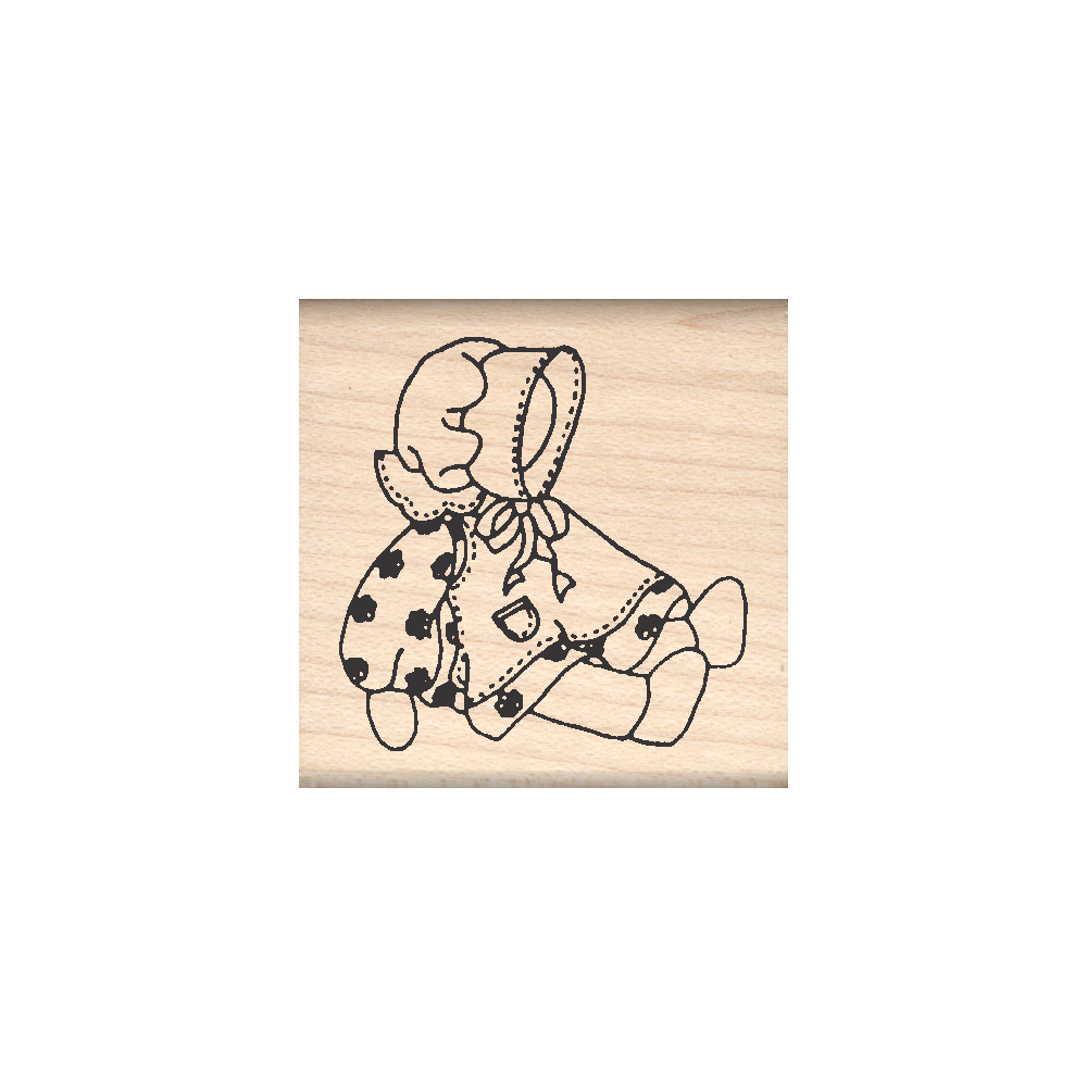 Doll Rubber Stamp 1.5" x 1.5" block