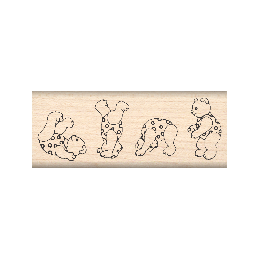 Tumbling Bears Rubber Stamp 1" x 2.5" block