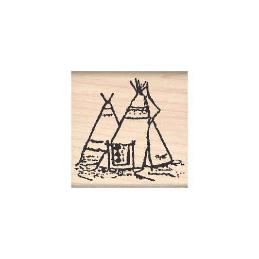 Tepees Rubber Stamp 1.5" x 1.5" block