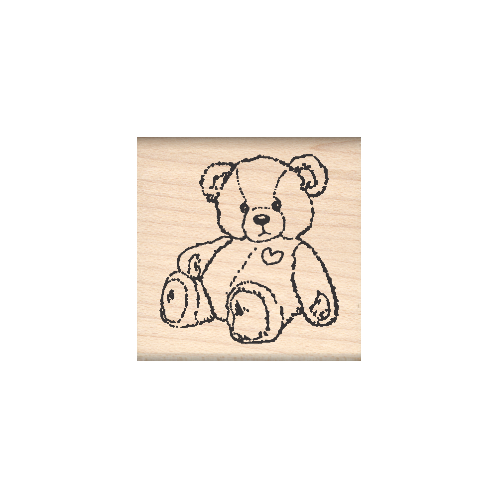 Heart Bear Rubber Stamp 1.5" x 1.5" block