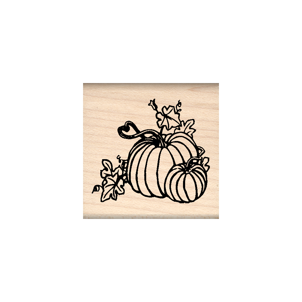 Pumpkins, Autumn, Fall, Halloween Rubber Stamp 1.5" x 1.5" block