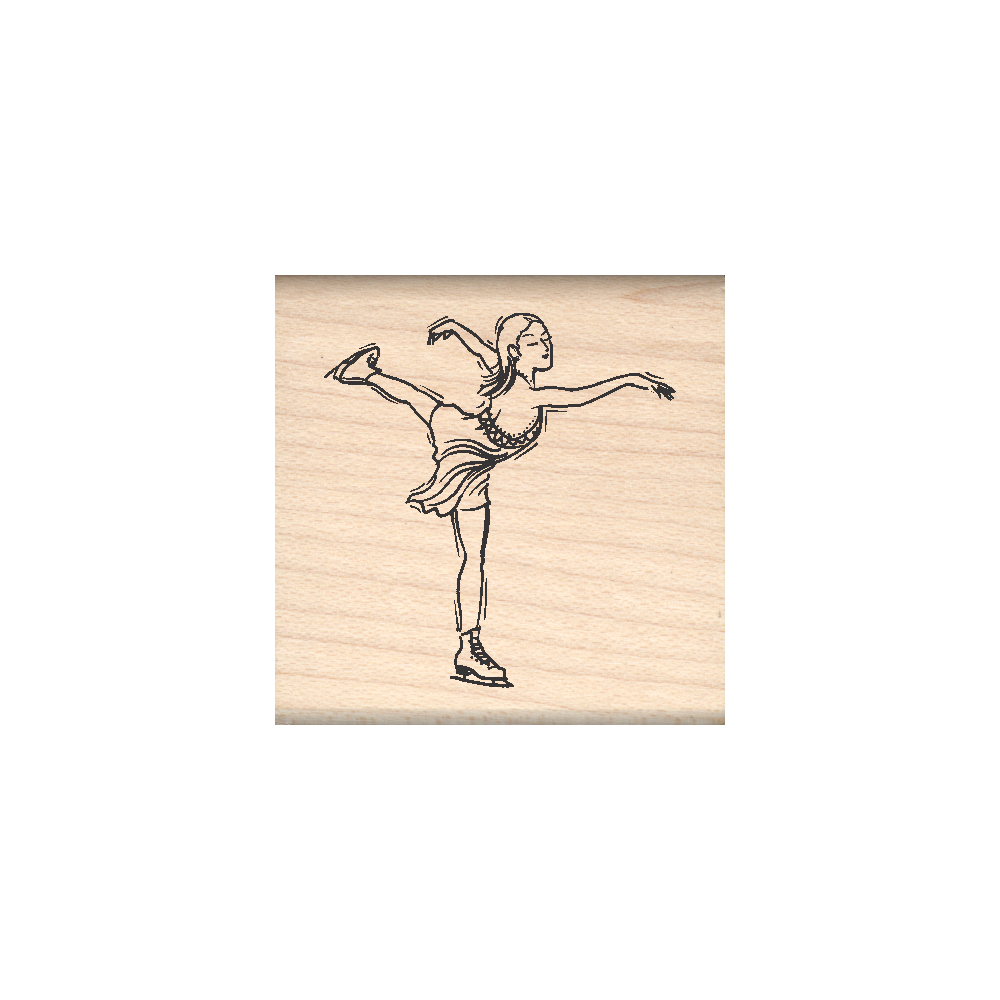 Figure Skating Rubber Stamp 1.5" x 1.5" block