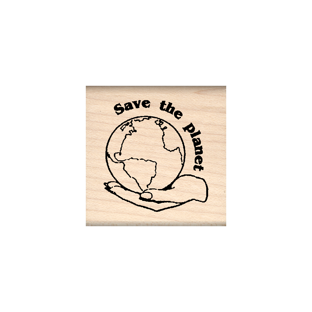 Save The Planet Rubber Stamp 1.5" x 1.5" block