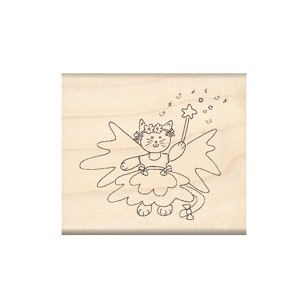 Cat Fairy Rubber Stamp 1.75" x 2" block
