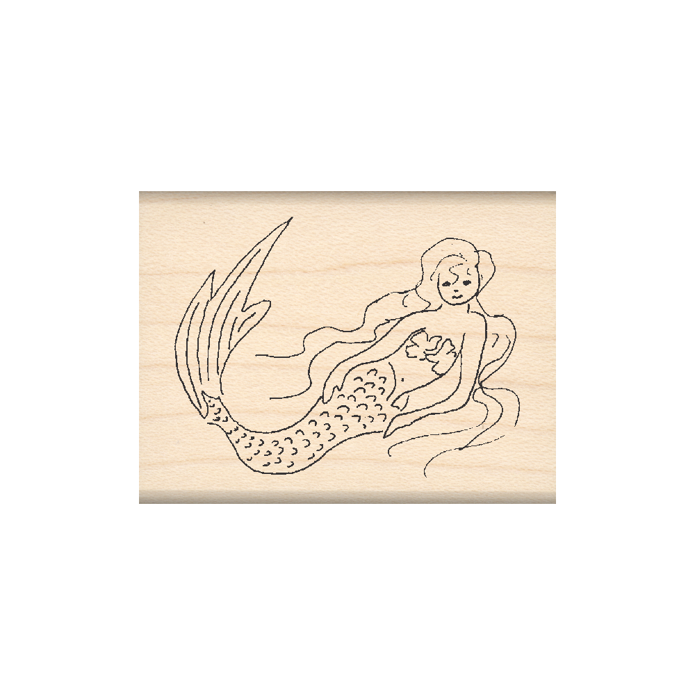 Mermaid Rubber Stamp 1.5" x 2" block