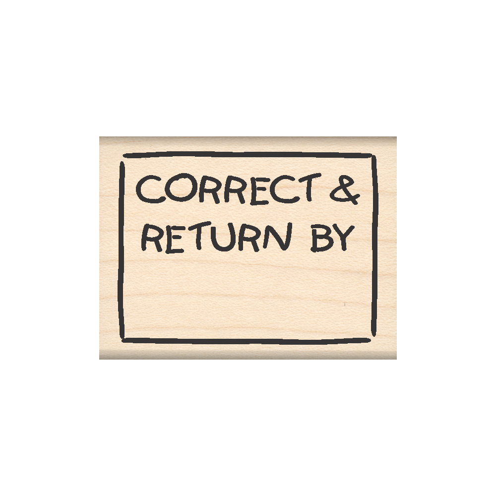 Correct & Return by - Teacher's Rubber Stamp 1.5" x 2" block