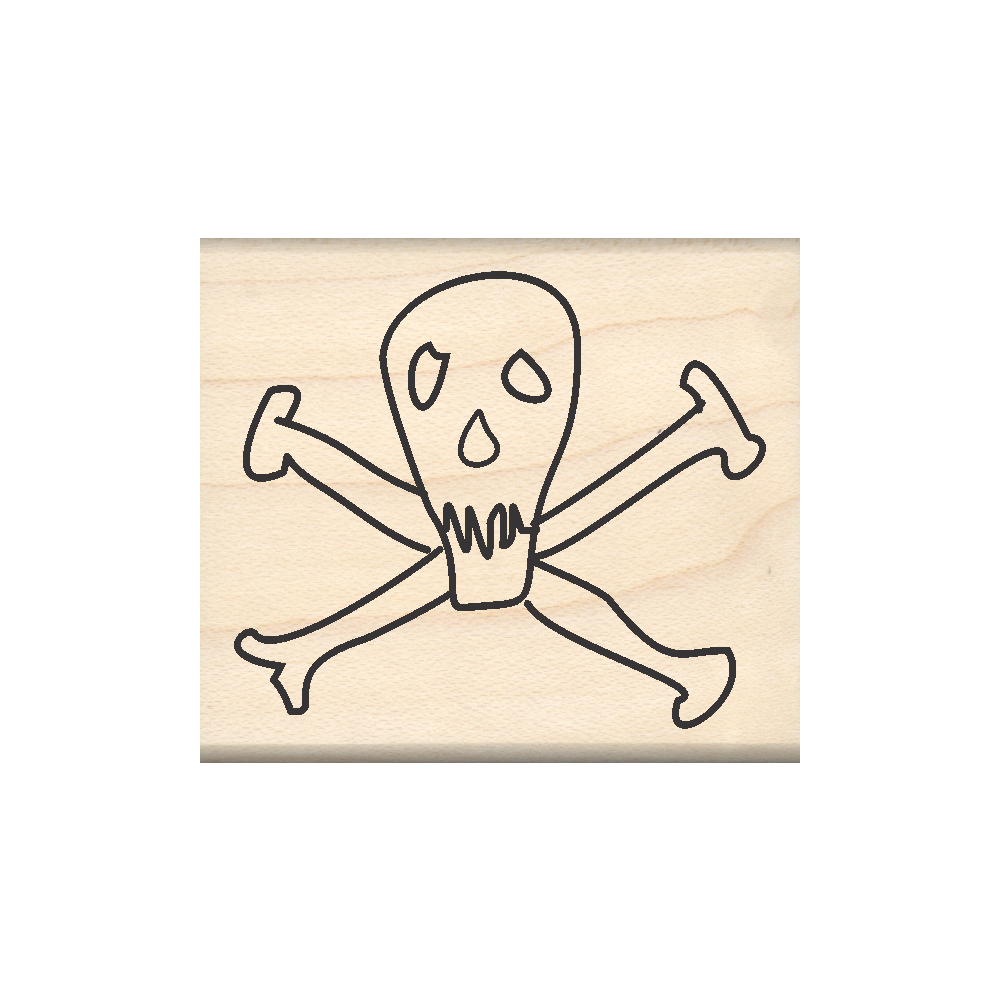 Skull and Crossbones Rubber Stamp 1.75" x 2" block