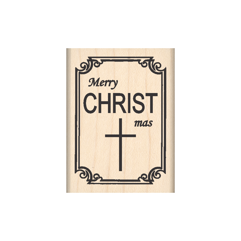 Merry CHRIST mas Rubber Stamp 1.5" x 2" block