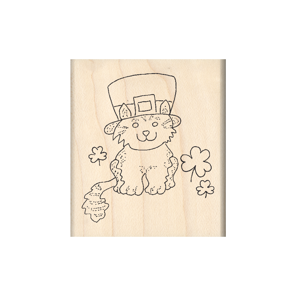 St. Patrick Cat Rubber Stamp 1.75" x 2" block
